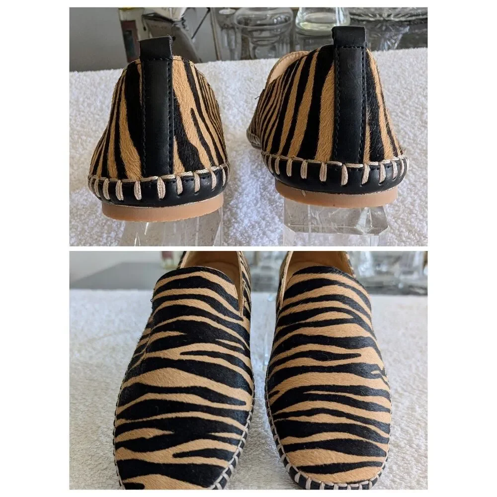 Talbots 8M Zebra Print Hair-On Leather Loafers Slip On Flats Animal